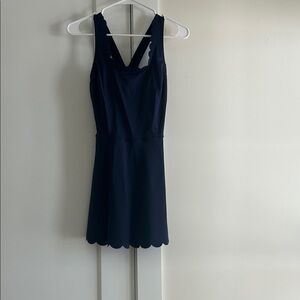 Athleta Navy Scalloped Mini Dress